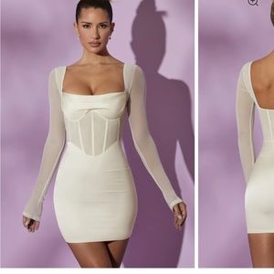 Oh polly mesh mini dress with sleeves